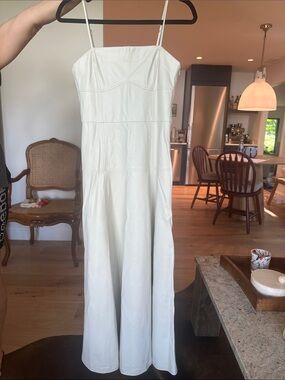 Off White Spaghetti-Strap Vegan Leather Maxi Dress